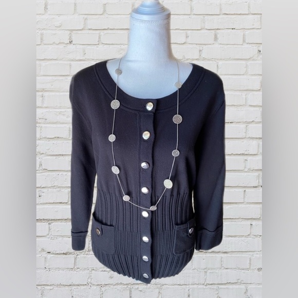 ⭐️3 for$20 R•Q•T size L Black Jacket/Cardigan dress sweater NWT - Picture 5 of 9